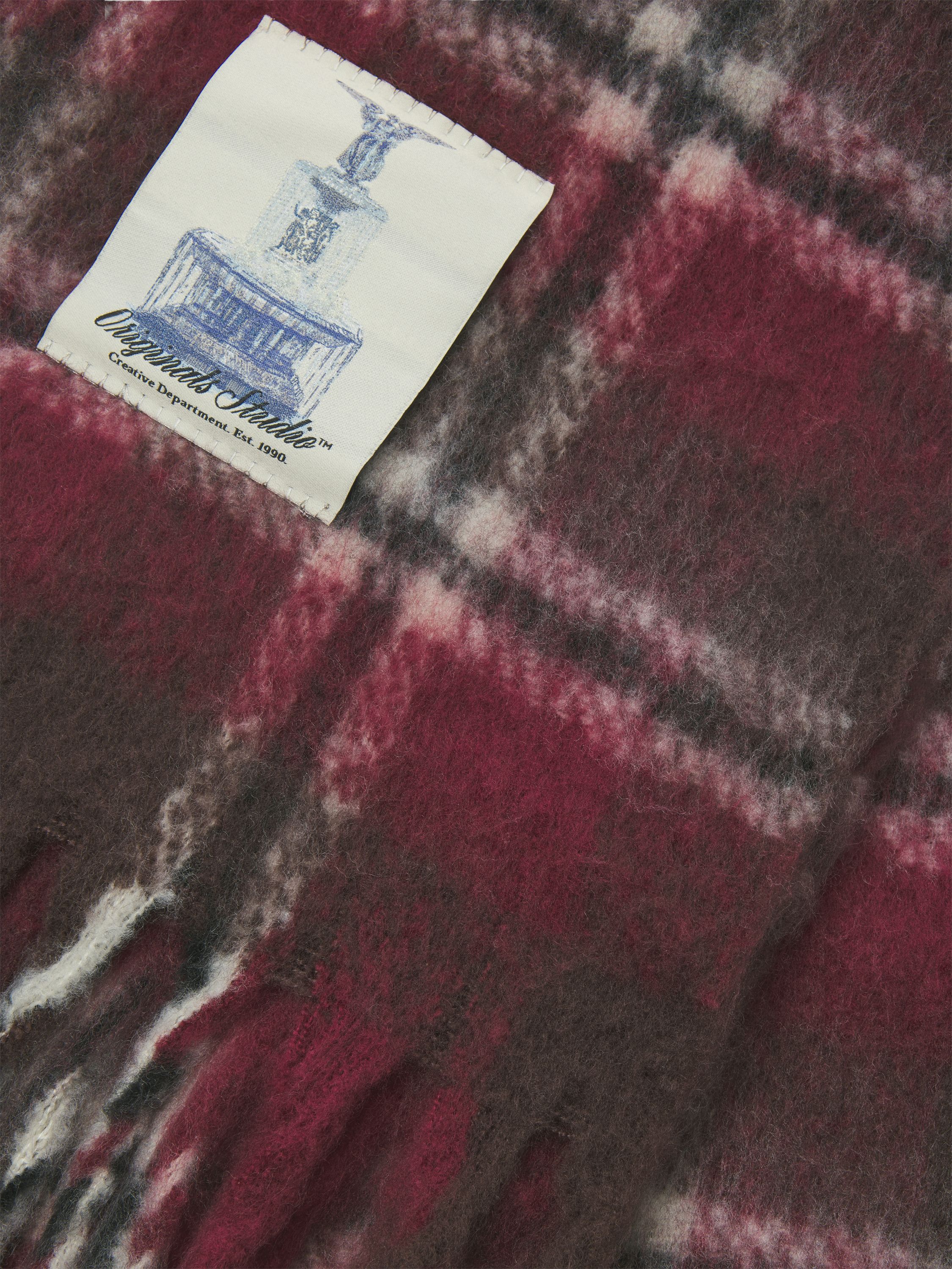 Schal kariert mit Fransen - Tibetan Red/Checks - Rot