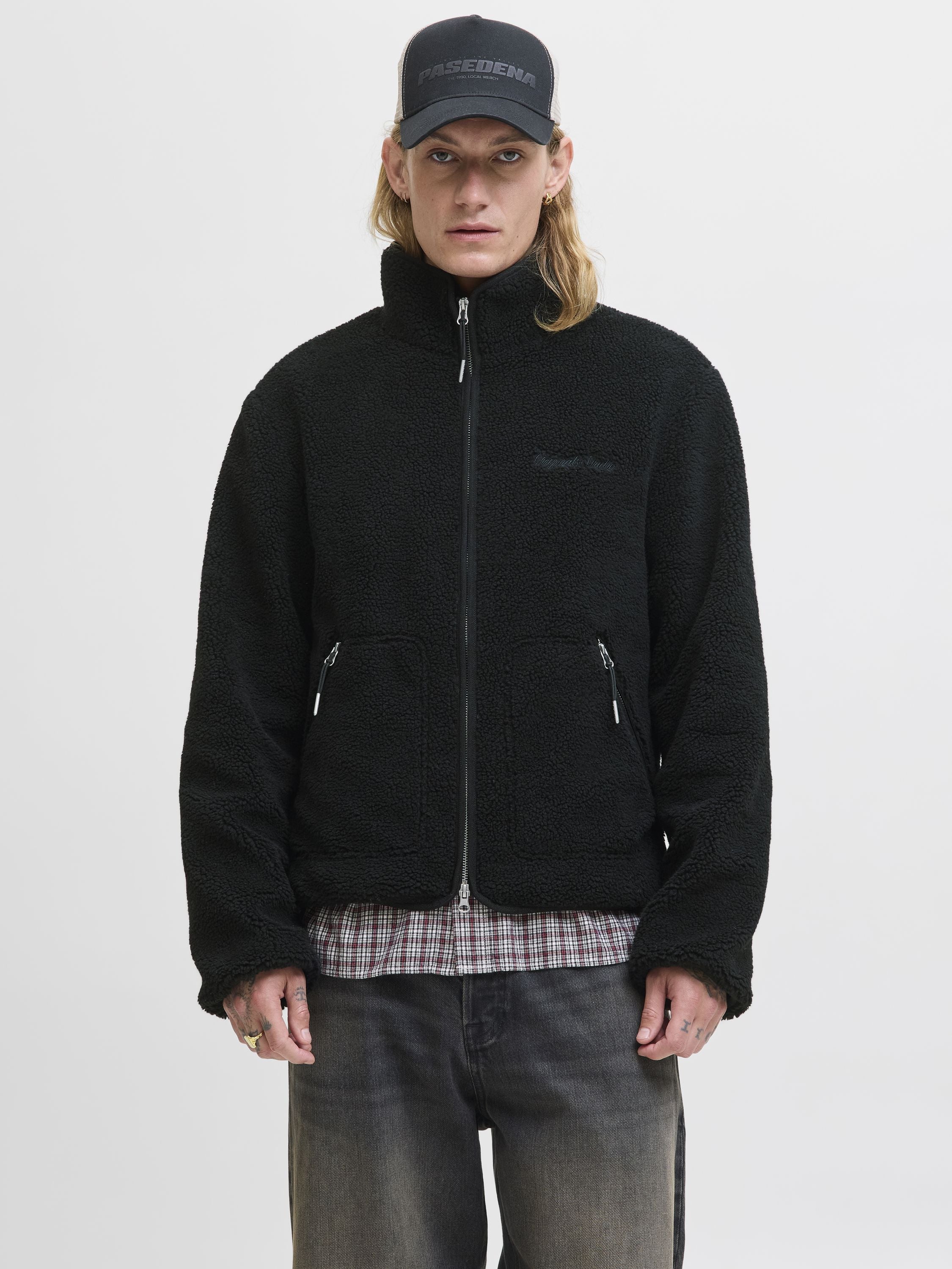 Teddyjacke mit Stehkragen - Black - Schwarz