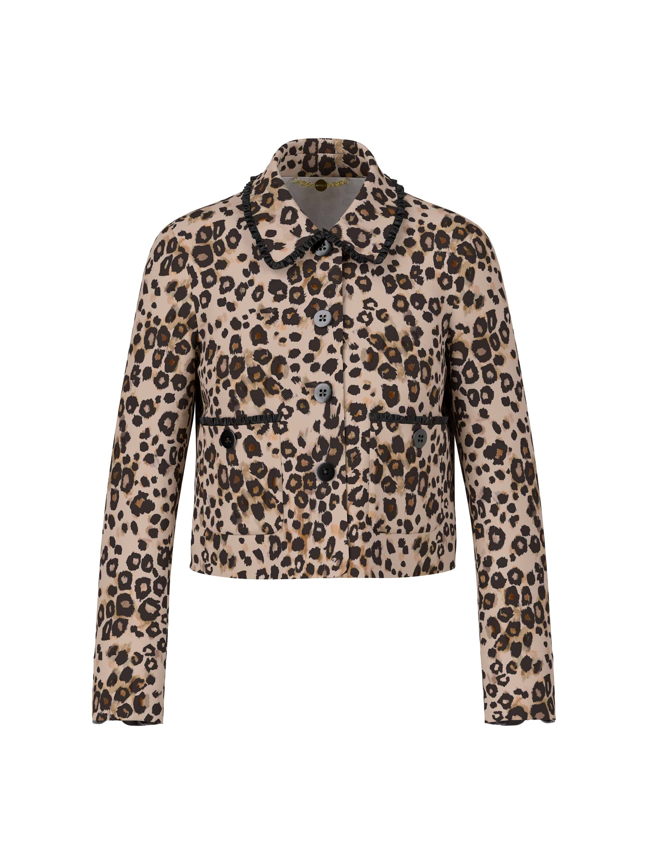 Jacke mit Leo-Print - 606 - Braun