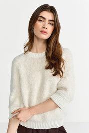 Strick-T-Shirt aus Wollmix - 223-caffee latte - Creme
