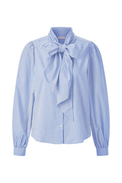 Schluppenbluse aus Baumwolle - 718-skyway blue - Blau