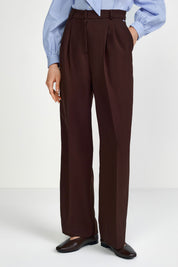 Hose Wide Leg - 285-dark chocolate - Braun