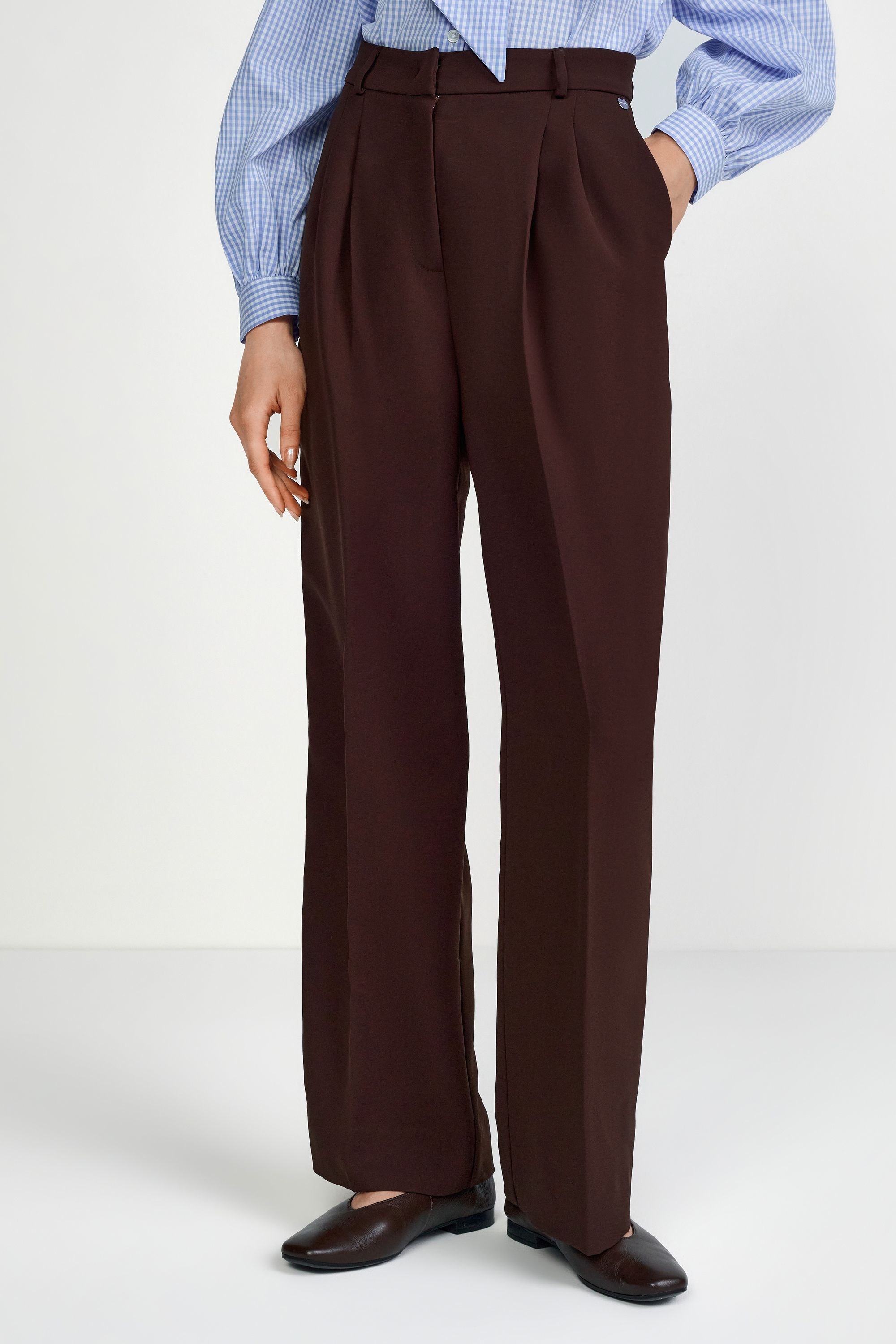 Hose Wide Leg - 285-dark chocolate - Braun