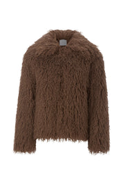 Jacke in Felloptik - 285-dark chocolate - Braun