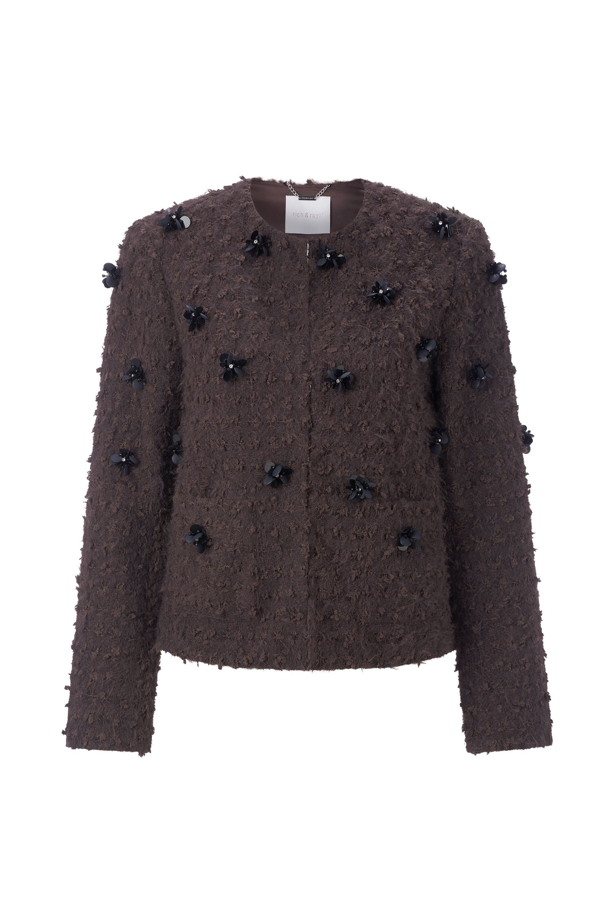 Jacke mit 3D-Blumen - 285-dark chocolate - Braun