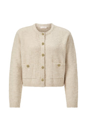Strickcardigan mit Rundhalsausschnitt - 223-caffee latte - Creme