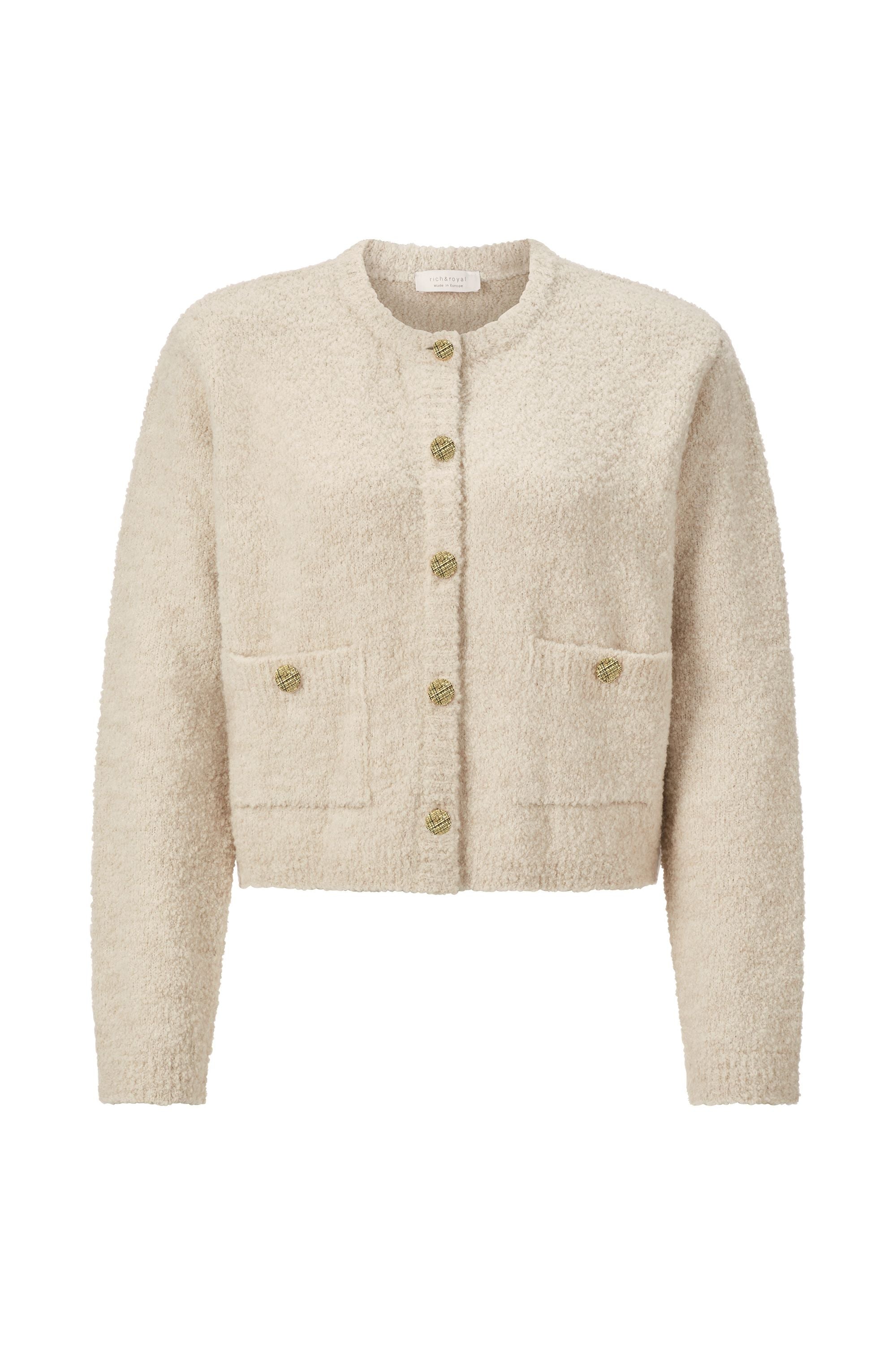 Strickcardigan mit Rundhalsausschnitt - 223-caffee latte - Creme