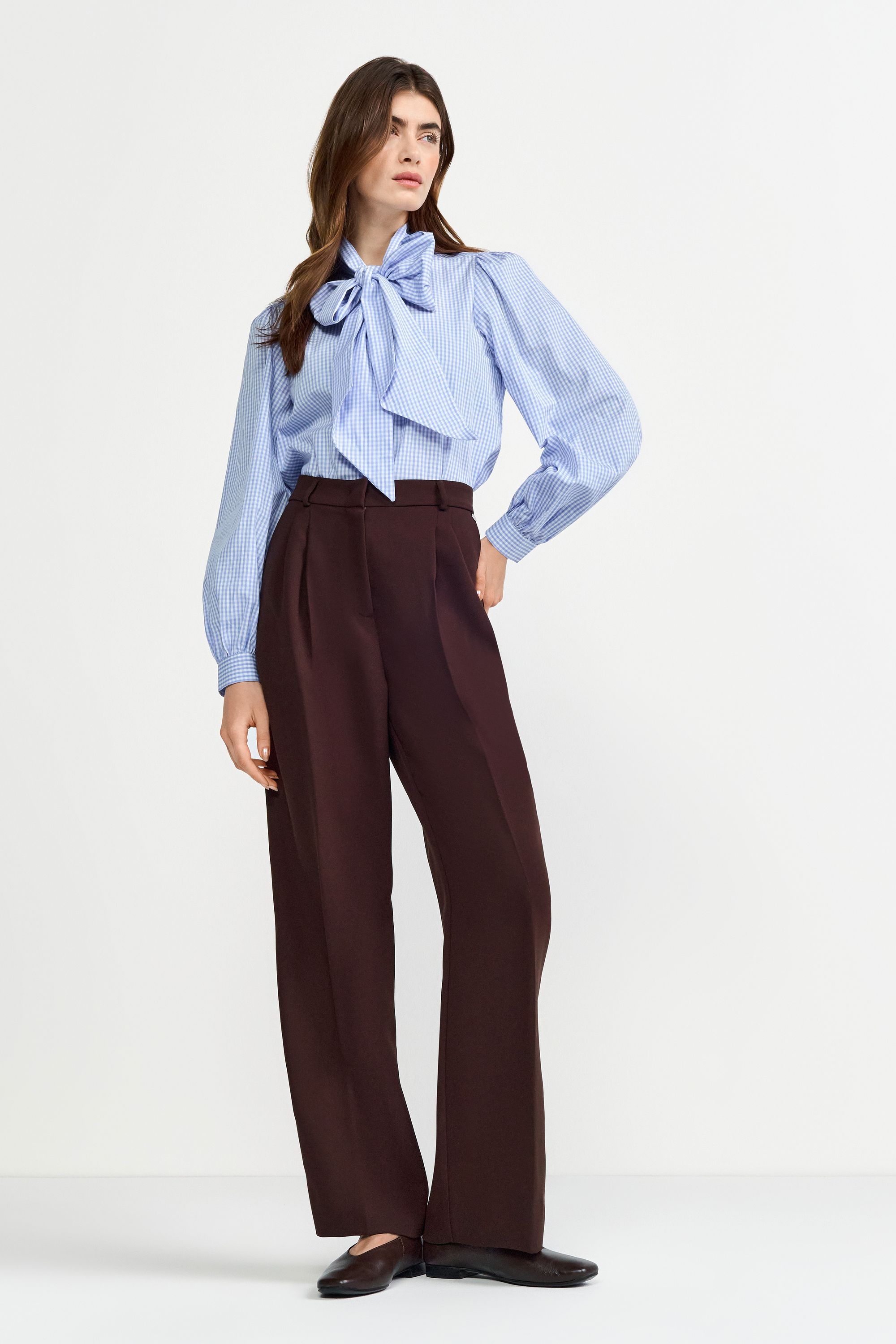 Hose Wide Leg - 285-dark chocolate - Braun