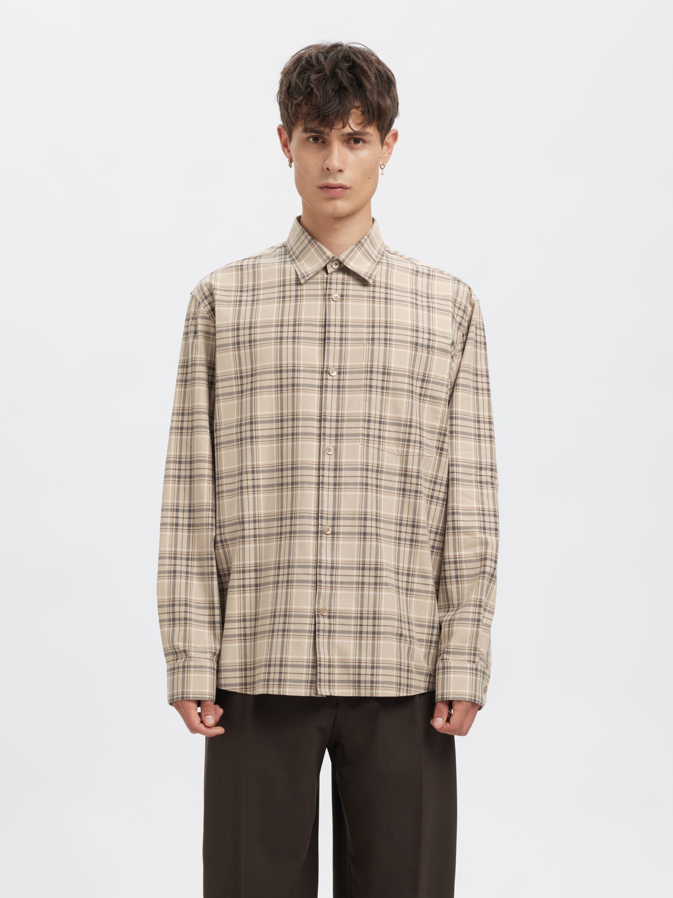 Freizeithemd Relaxed Fit - Pure Cashmere/Checks - Beige