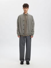 Strick-Cardigan aus Merinowolle - Medium Grey Melange - Grau