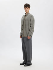 Strick-Cardigan aus Merinowolle - Medium Grey Melange - Grau