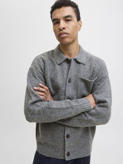 Strickjacke Relaxed Fit - Medium Grey Melange - Grau