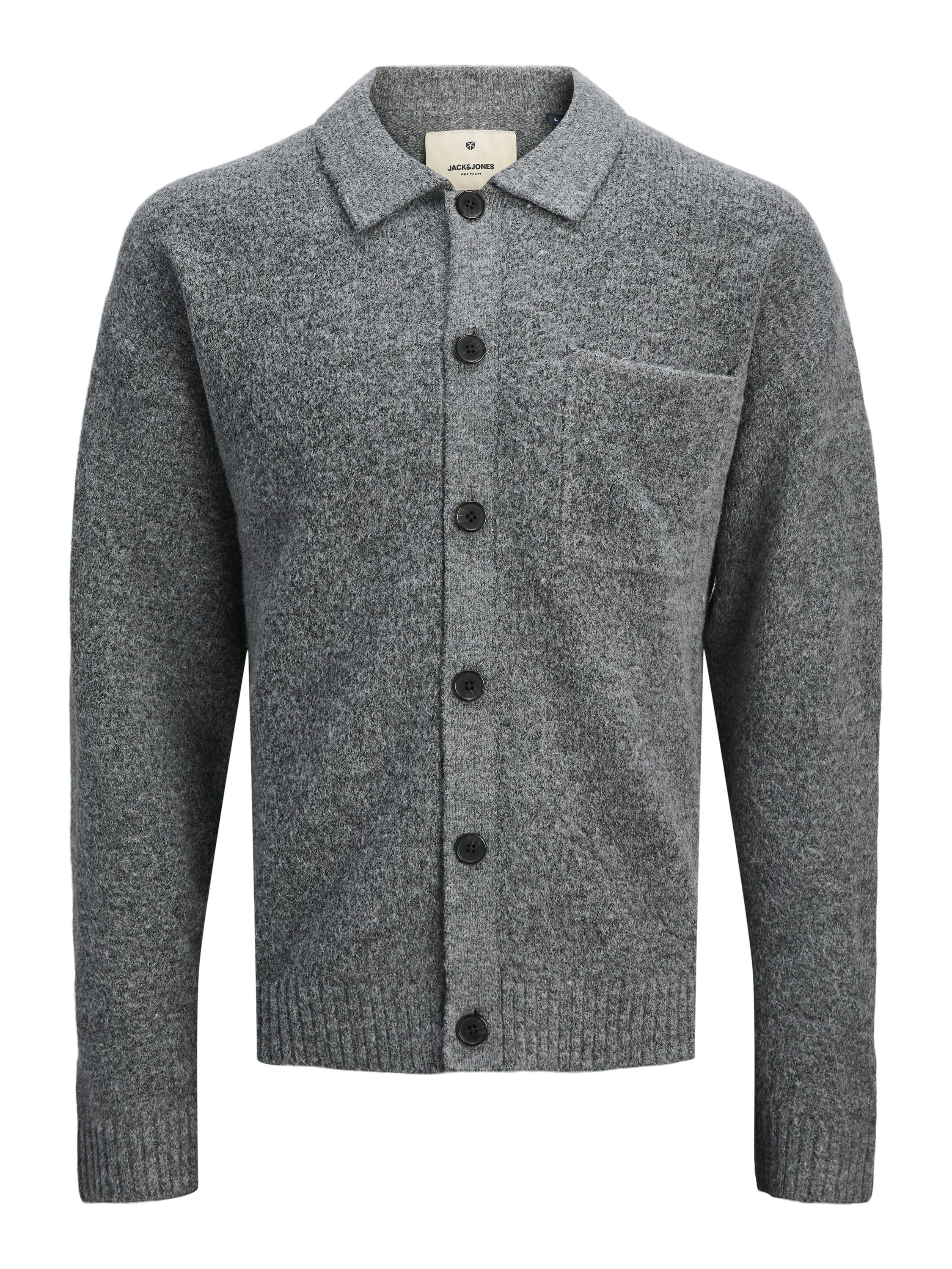 Strickjacke Relaxed Fit - Medium Grey Melange - Grau