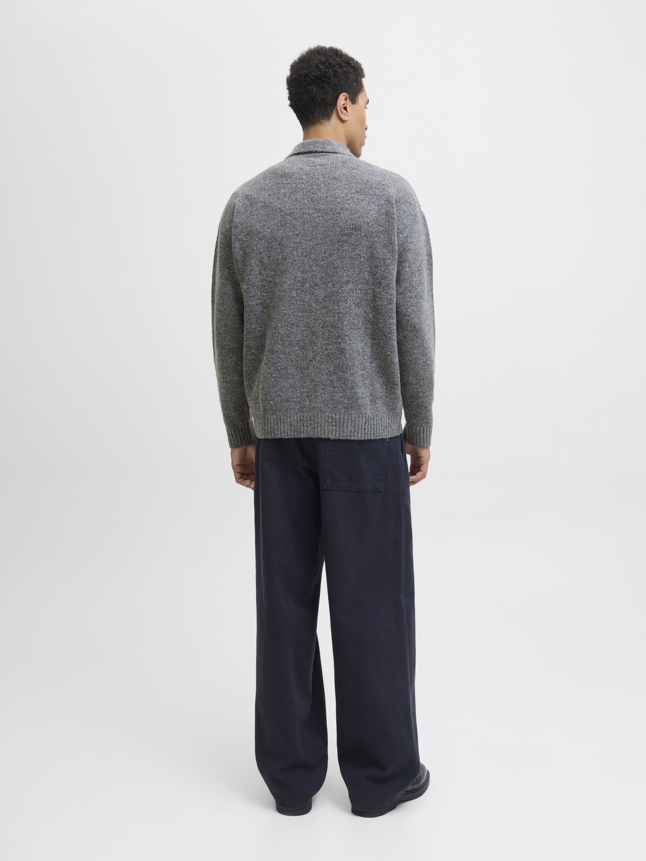 Strickjacke Relaxed Fit - Medium Grey Melange - Grau