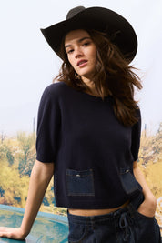 Strickpullover aus Wollmix - 5742-darkblue - Blau