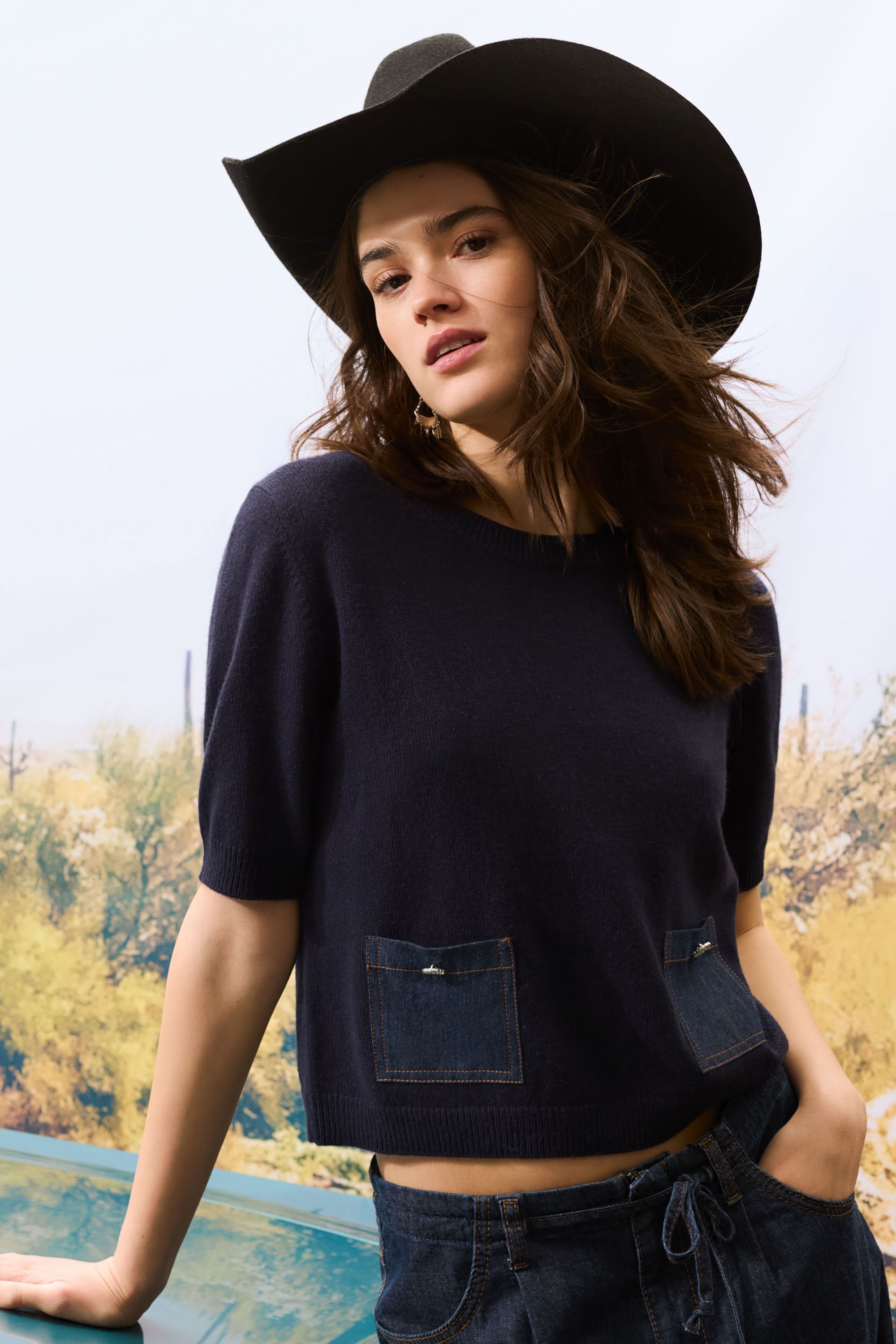 Strickpullover aus Wollmix - 5742-darkblue - Blau