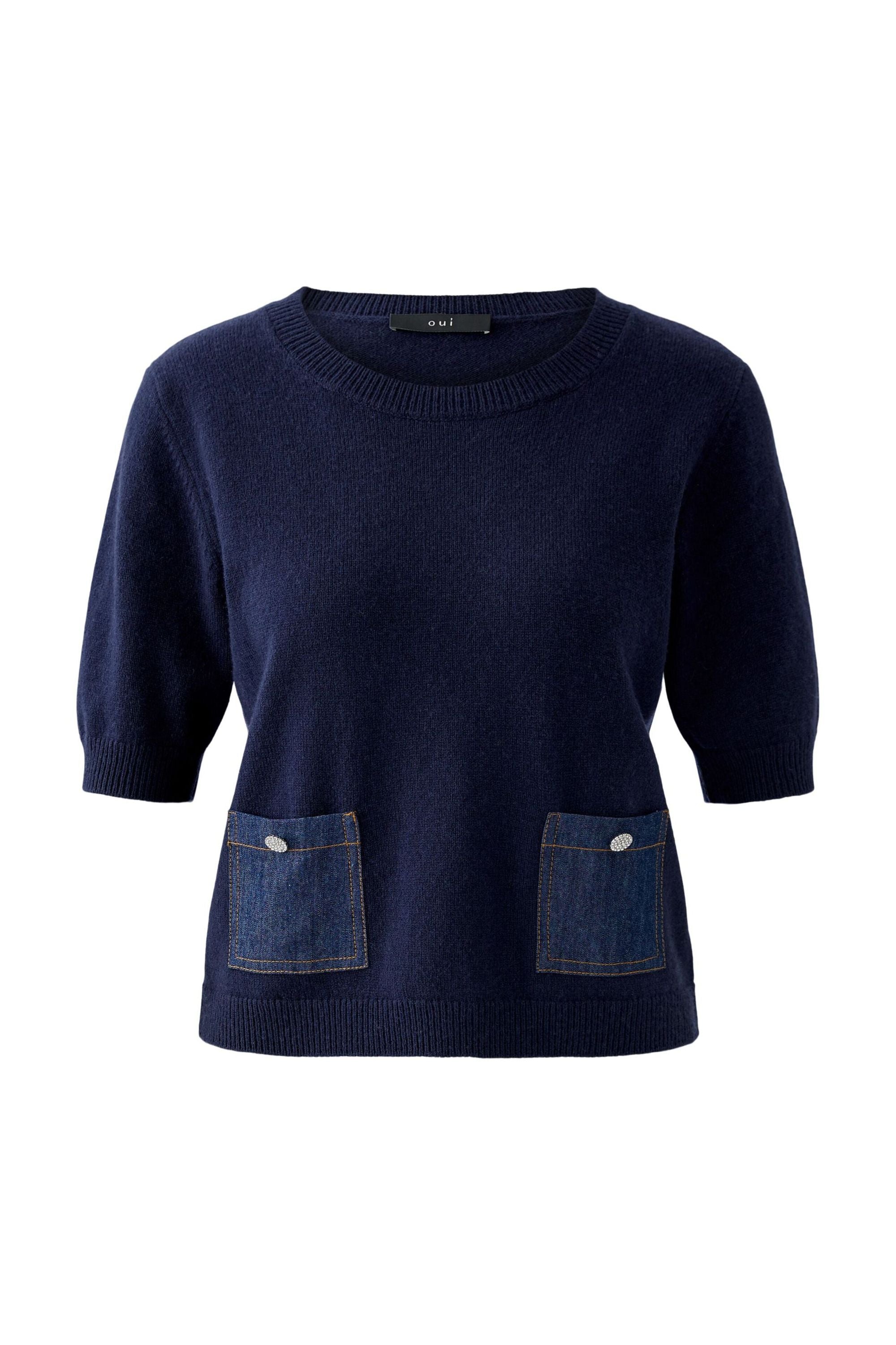 Strickpullover aus Wollmix - 5742-darkblue - Blau