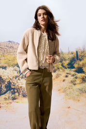 Strickjacke aus Baumwollmix - 1021-offwhite - Grau