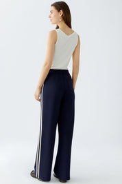 Schlupfhose Wide Leg - 0571-dk blue white - Beige