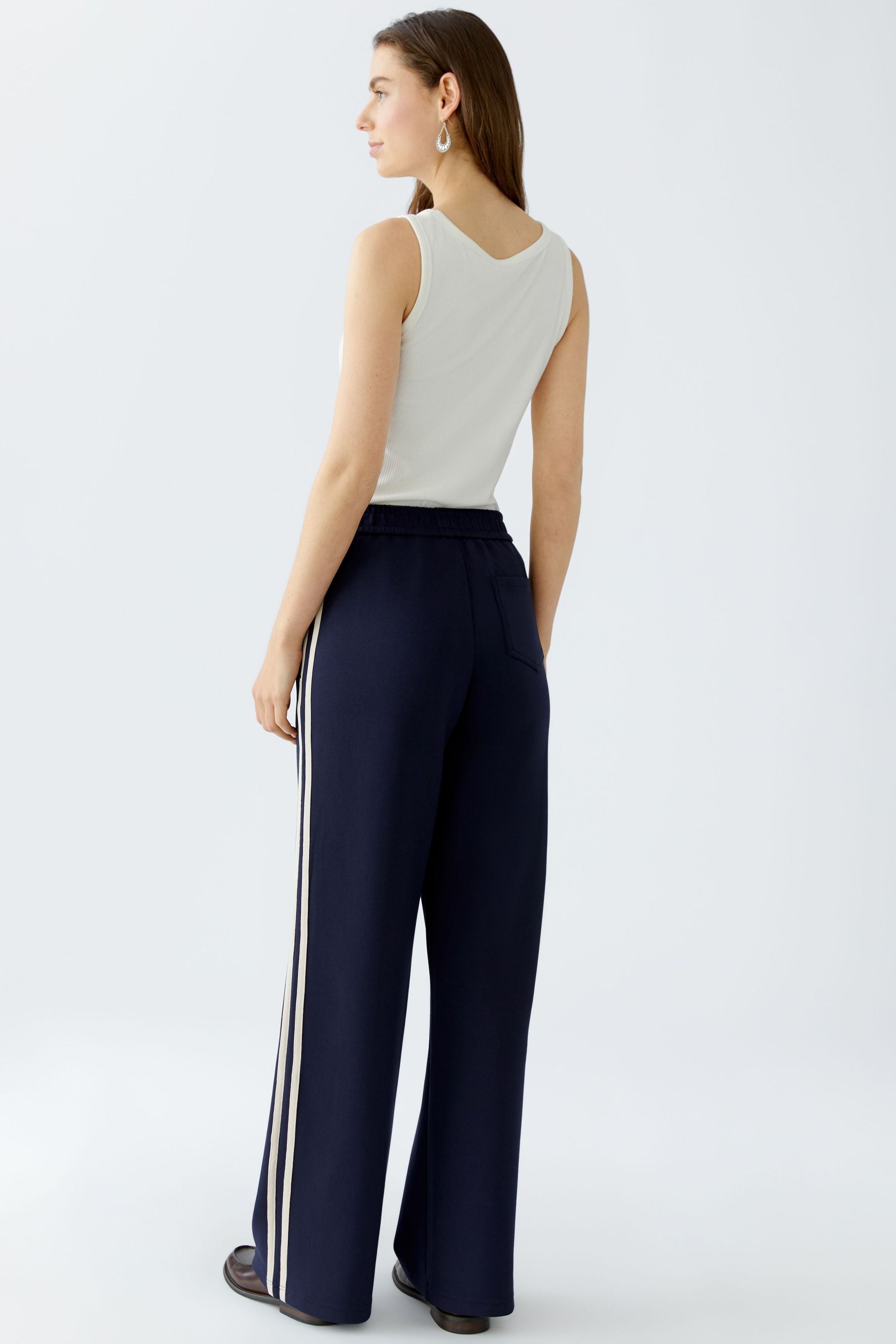 Schlupfhose Wide Leg - 0571-dk blue white - Beige