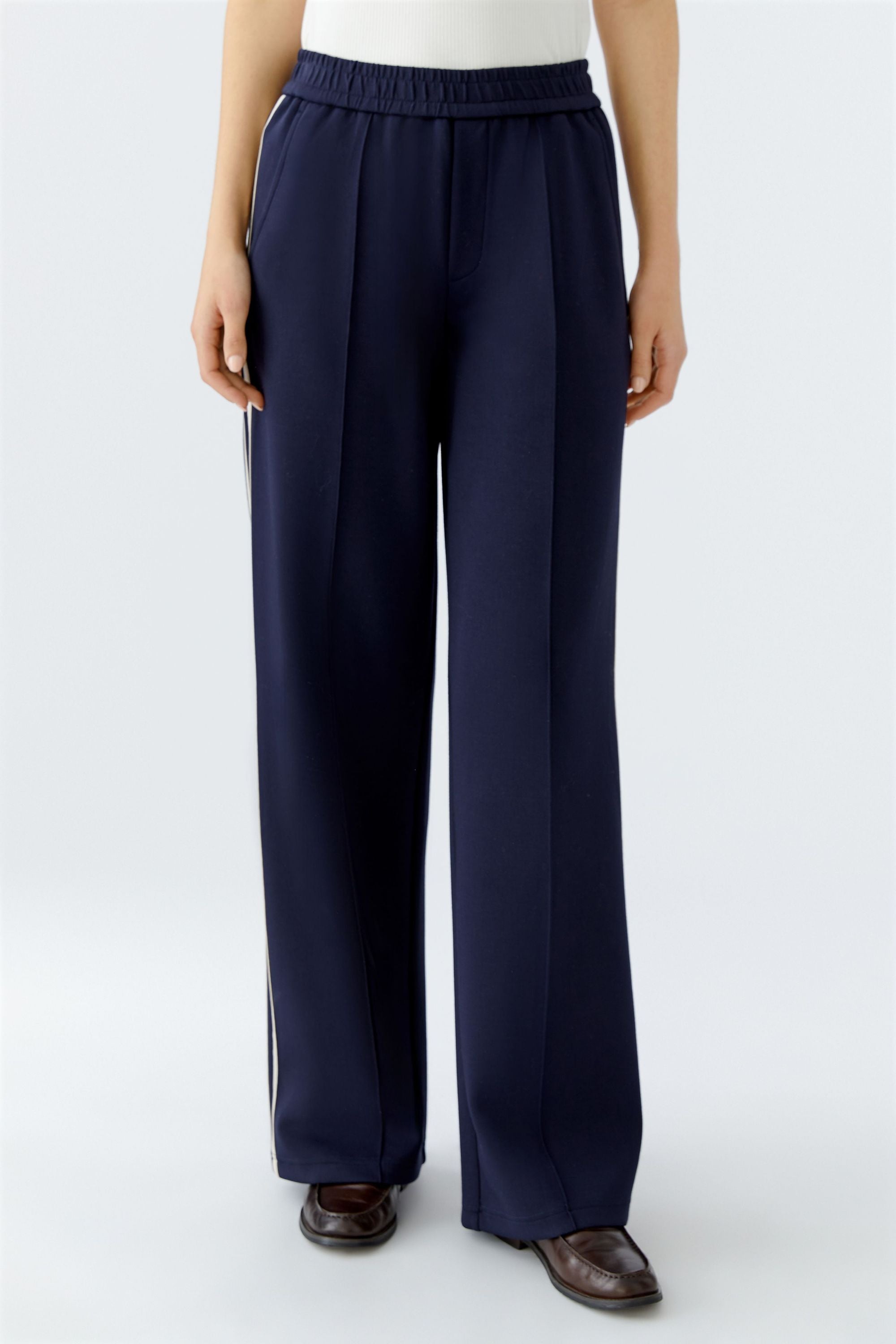 Schlupfhose Wide Leg - 0571-dk blue white - Beige
