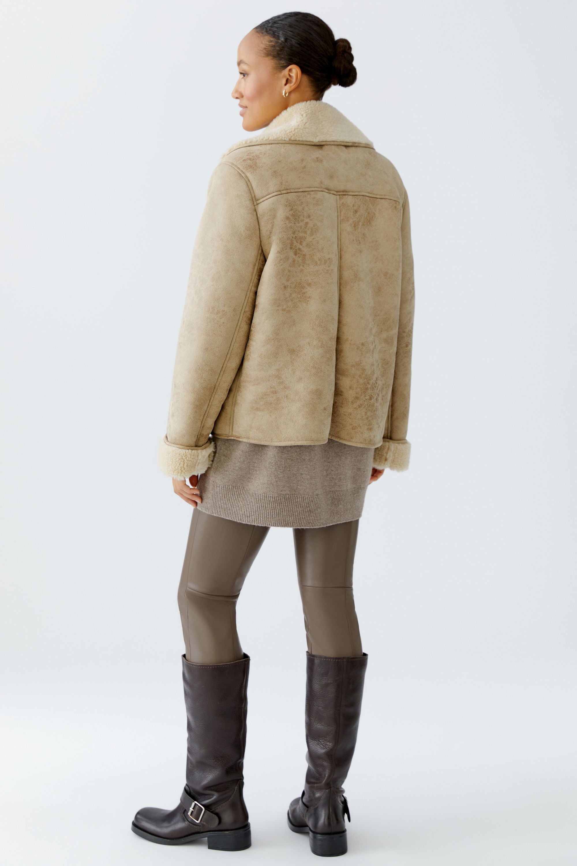 Übergangsjacke aus Kunstleder - 7352-stone - Beige