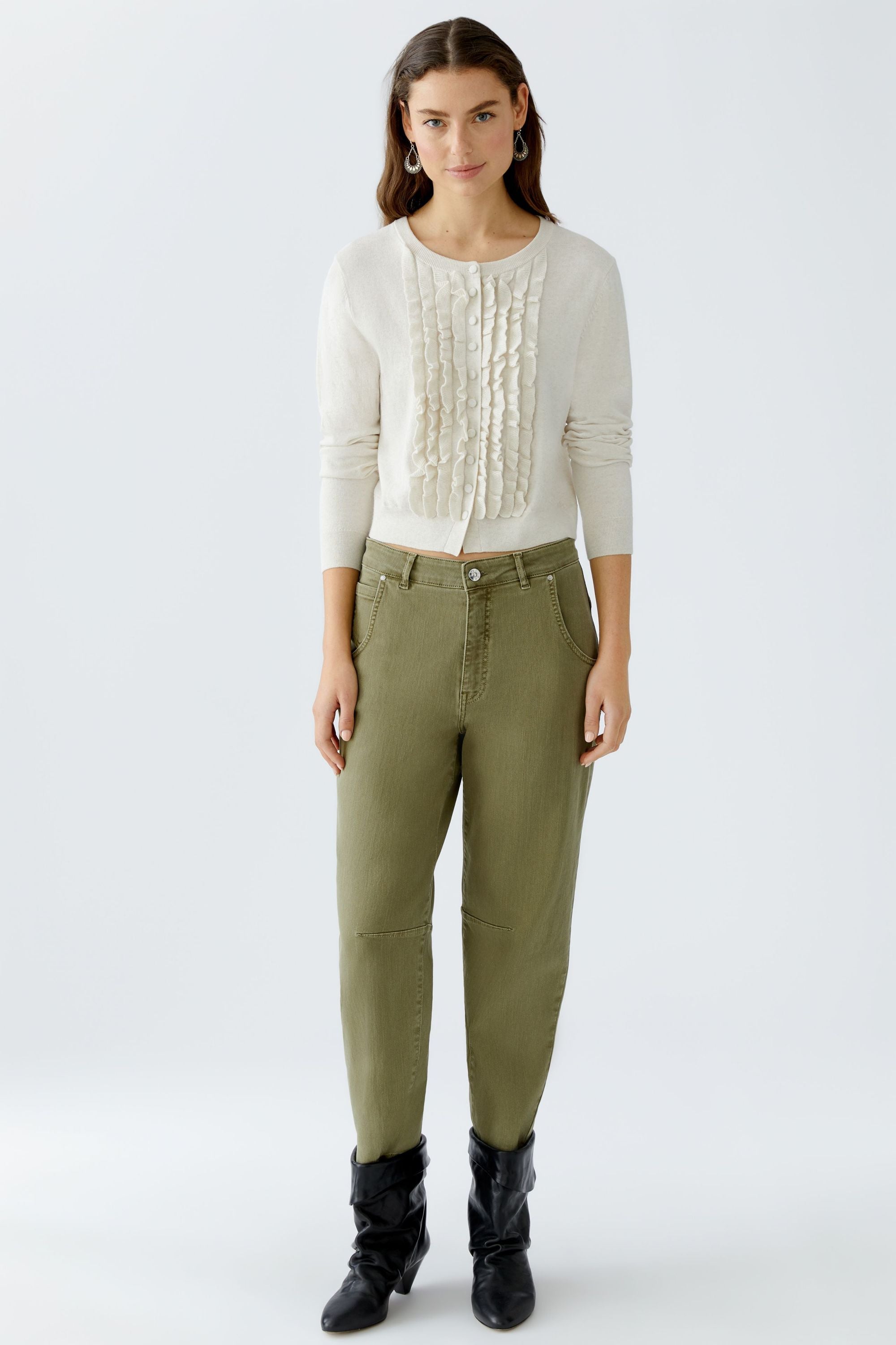 Strickjacke aus Baumwollmix - 1021-offwhite - Grau