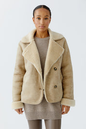 Übergangsjacke aus Kunstleder - 7352-stone - Beige