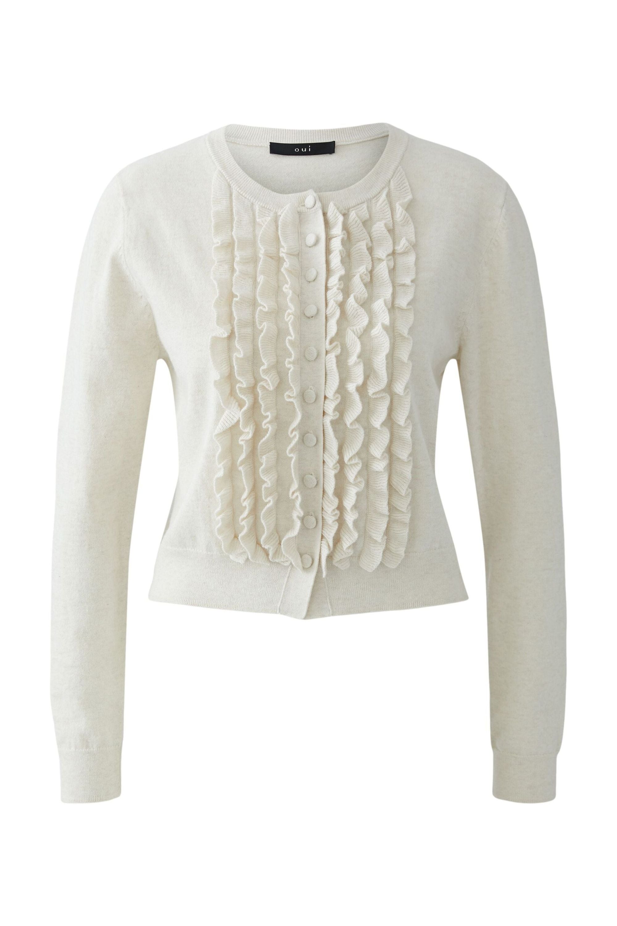 Strickjacke aus Baumwollmix - 1021-offwhite - Grau