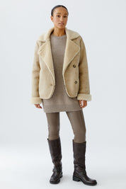 Übergangsjacke aus Kunstleder - 7352-stone - Beige