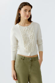 Strickjacke aus Baumwollmix - 1021-offwhite - Grau