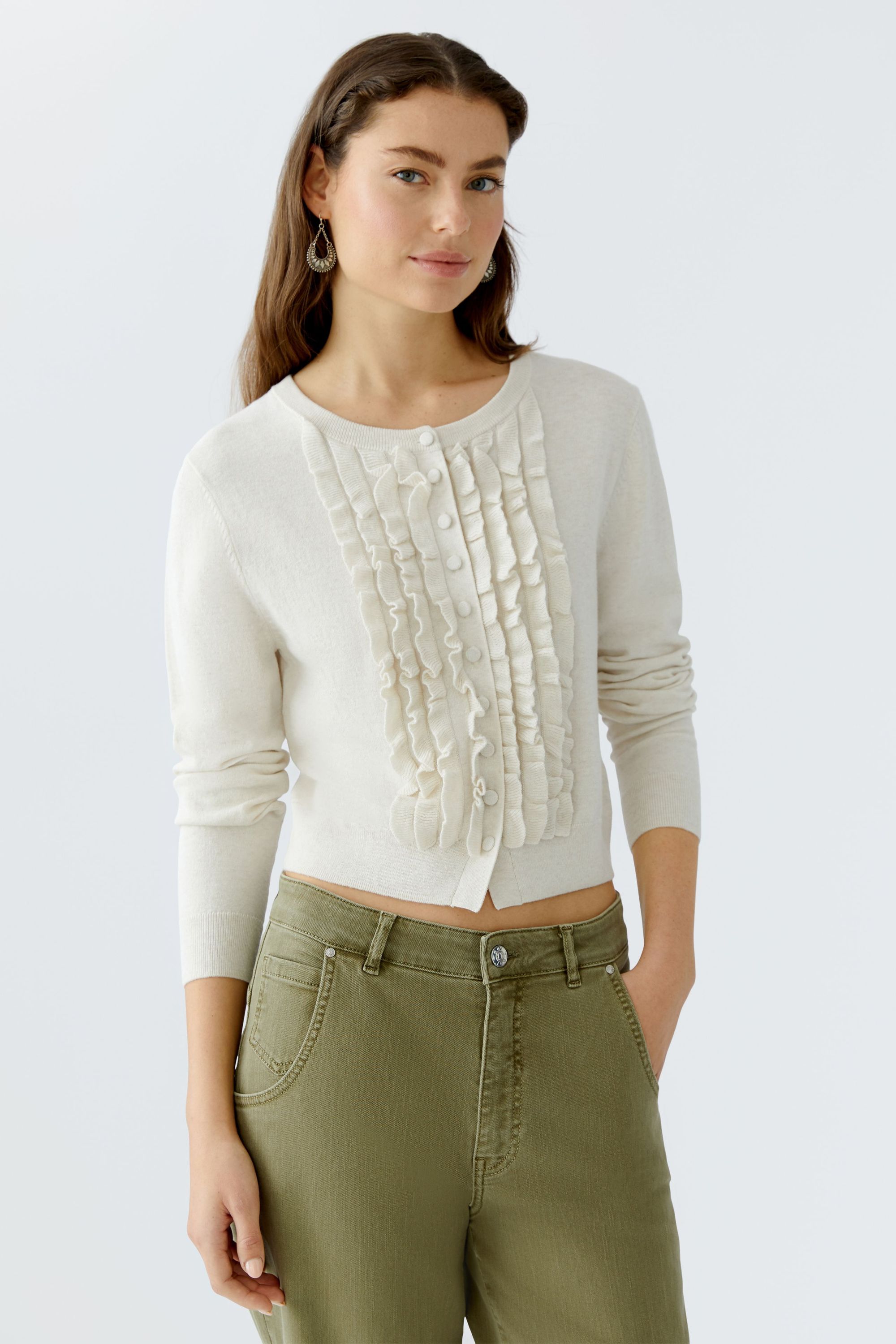 Strickjacke aus Baumwollmix - 1021-offwhite - Grau