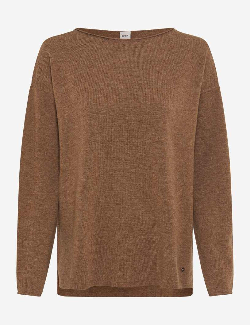 Strickpullover LIZ aus Schurwolle - 53-taupe - Braun