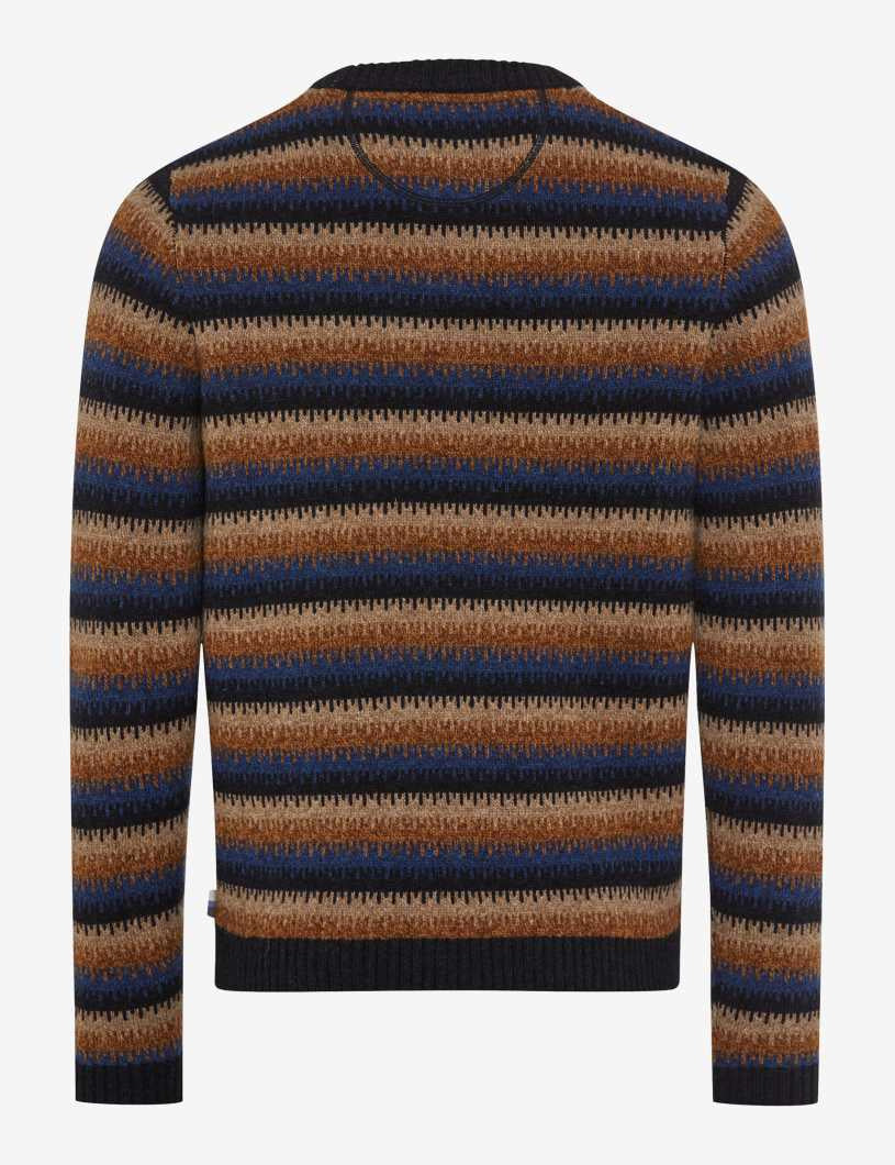 Strickpullover RICK aus Wolle - 23-navy - Mehrfarbig