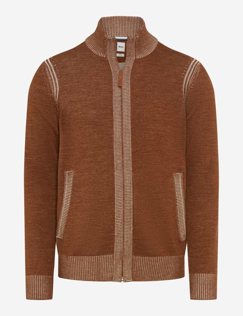 Strickjacke JAKE aus Baumwollmix - 54-toffee - Braun