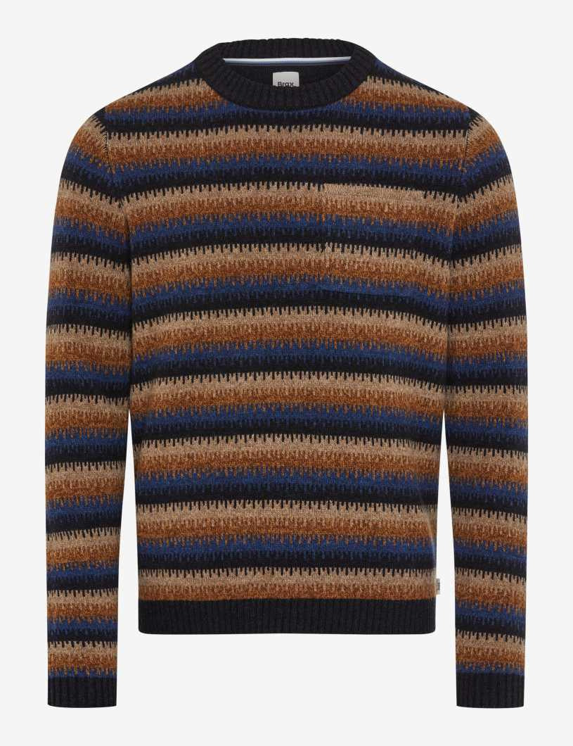 Strickpullover RICK aus Wolle - 23-navy - Mehrfarbig