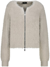 Strickjacke in Felloptik - 540 greige - Grau
