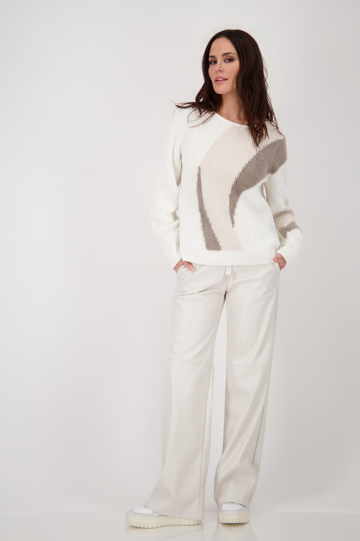 Strickpullover aus Baumwollmix - 102 off-white - Weiß
