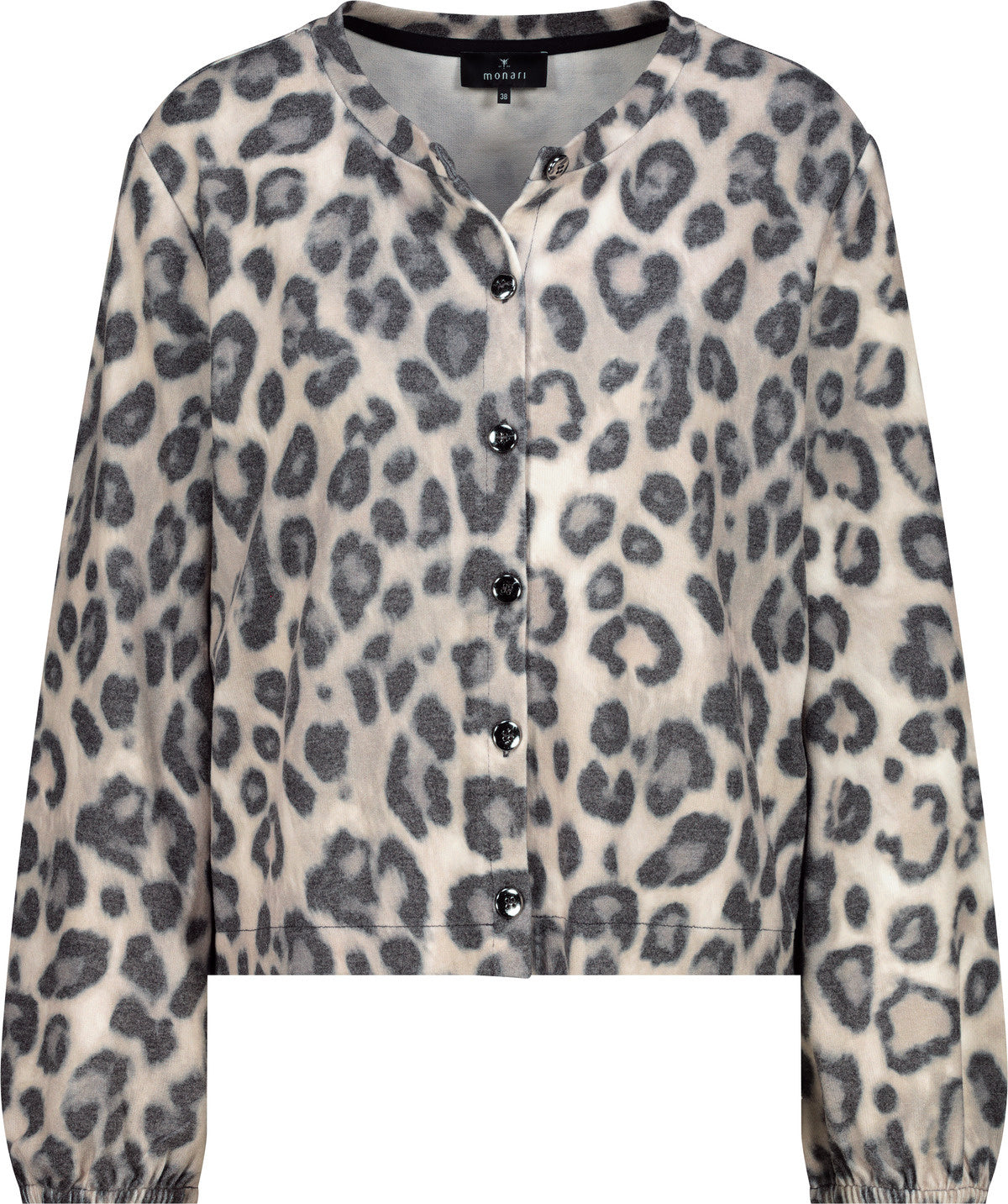 Strickjacke mit Leopardenmuster - 542 greige gemustert - Grau