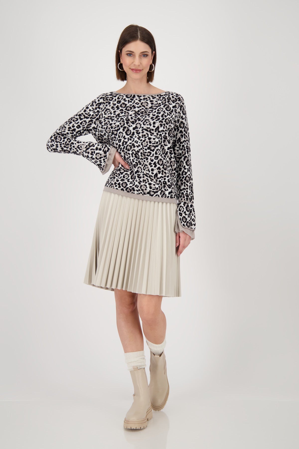 Strickpullover aus Baumwollmix - 542 greige gemustert - Grau