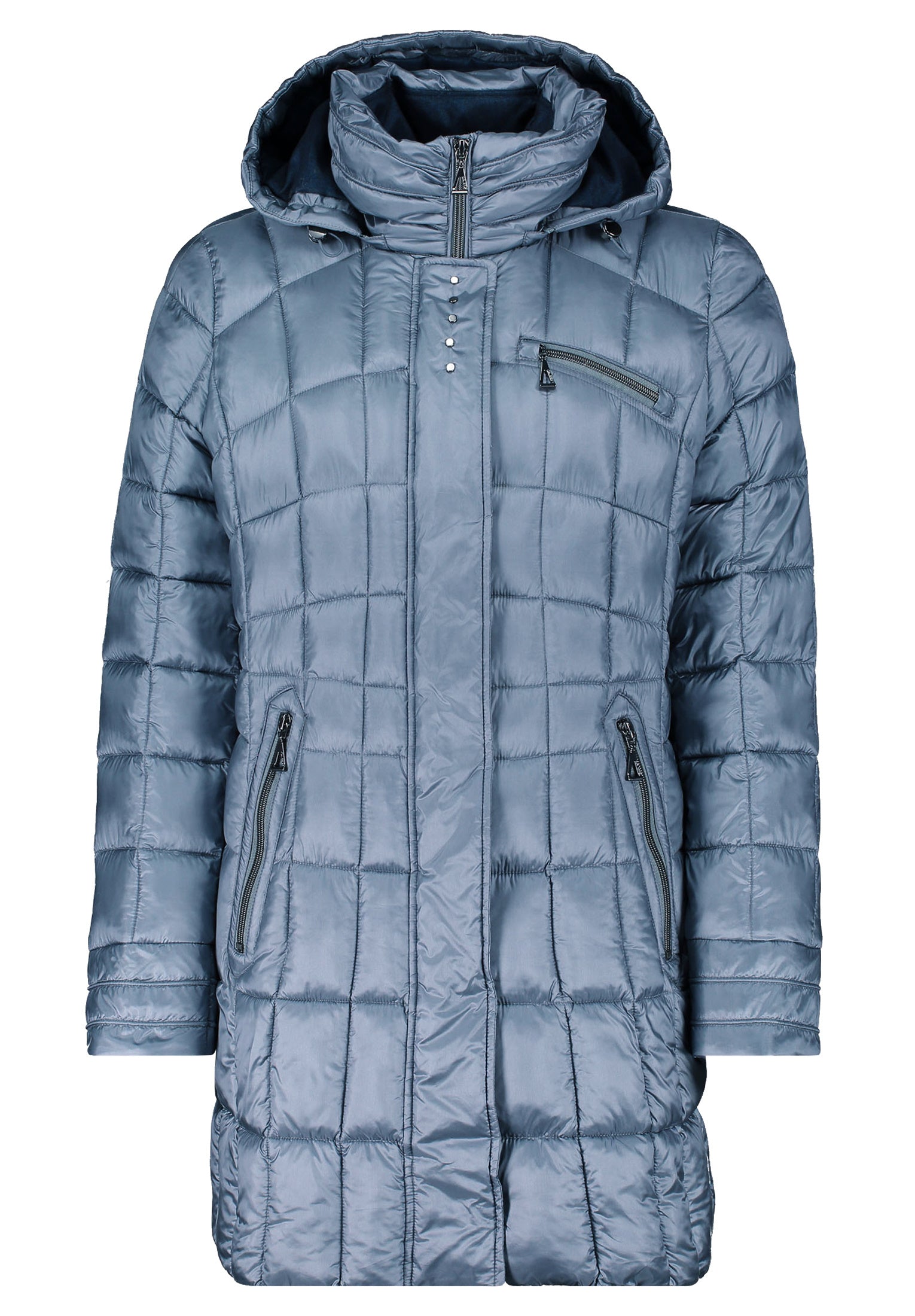 Steppmantel mit abnehmbarer Kapuze - 8494-Real Teal - Grün