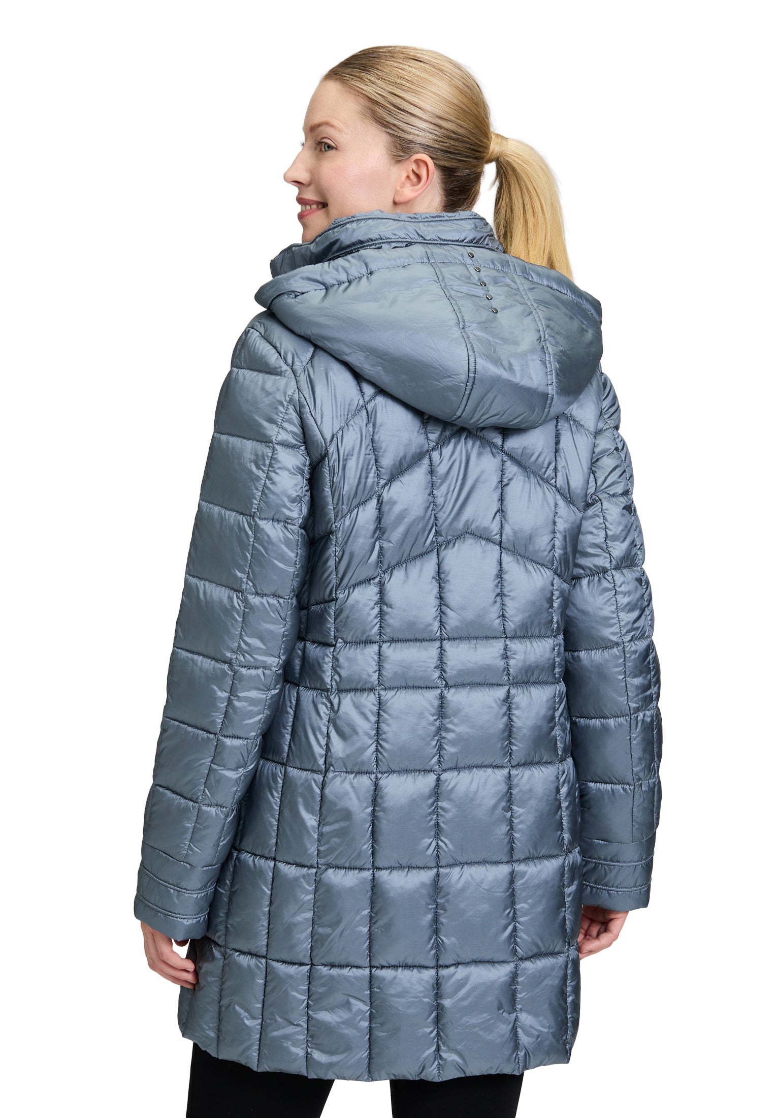 Steppmantel mit abnehmbarer Kapuze - 8494-Real Teal - Grün