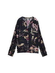 Bluse aus Viskose - 38400-big flower design - Blau