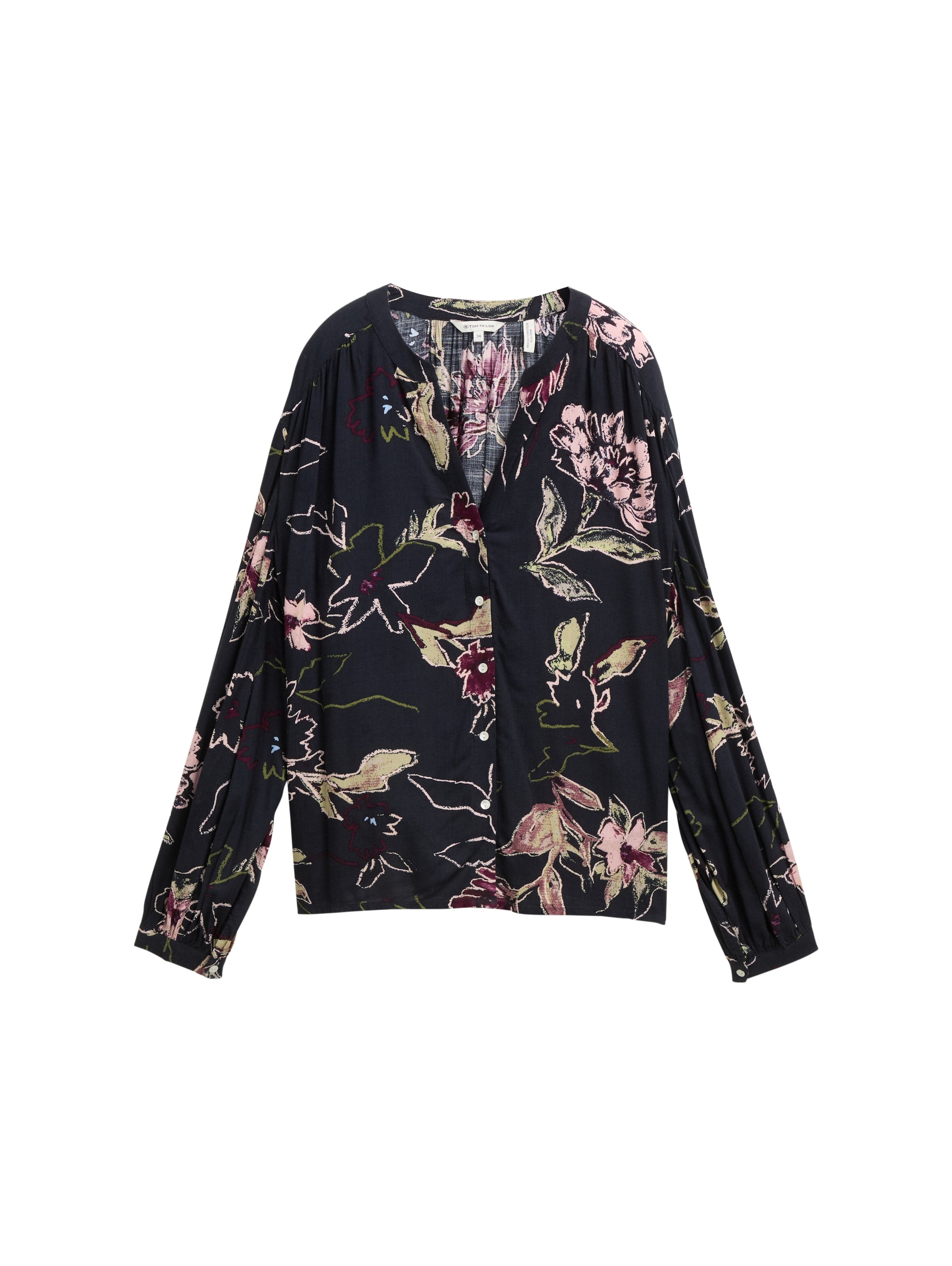 Bluse aus Viskose - 38400-big flower design - Blau