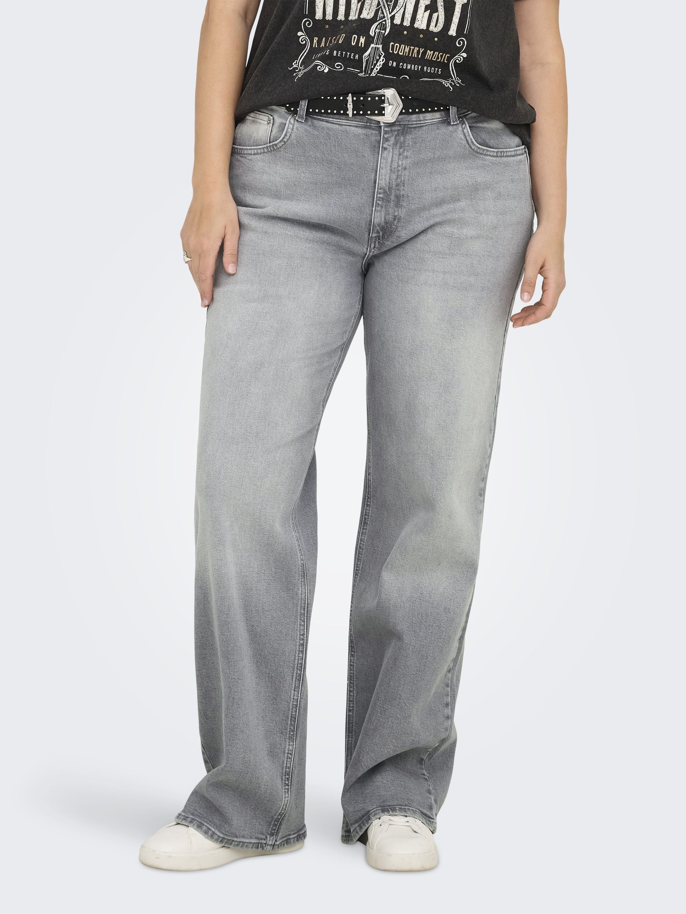 Jeans Wide Leg - Grey Denim - Grau