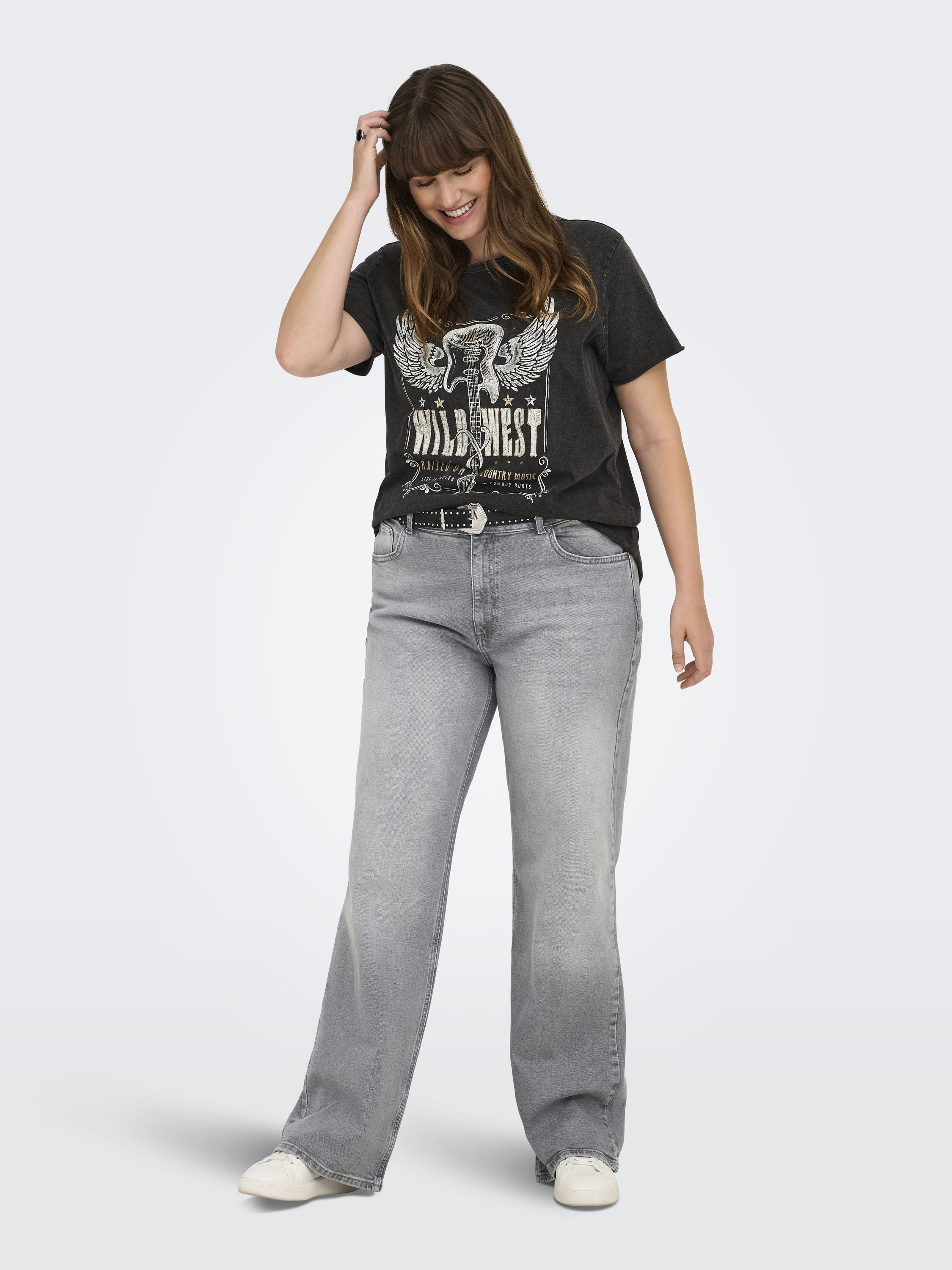 Jeans Wide Leg - Grey Denim - Grau