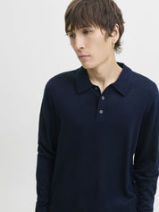 Poloshirt aus Merinowolle - Night Sky - Blau
