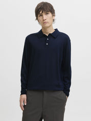 Poloshirt aus Merinowolle - Night Sky - Blau