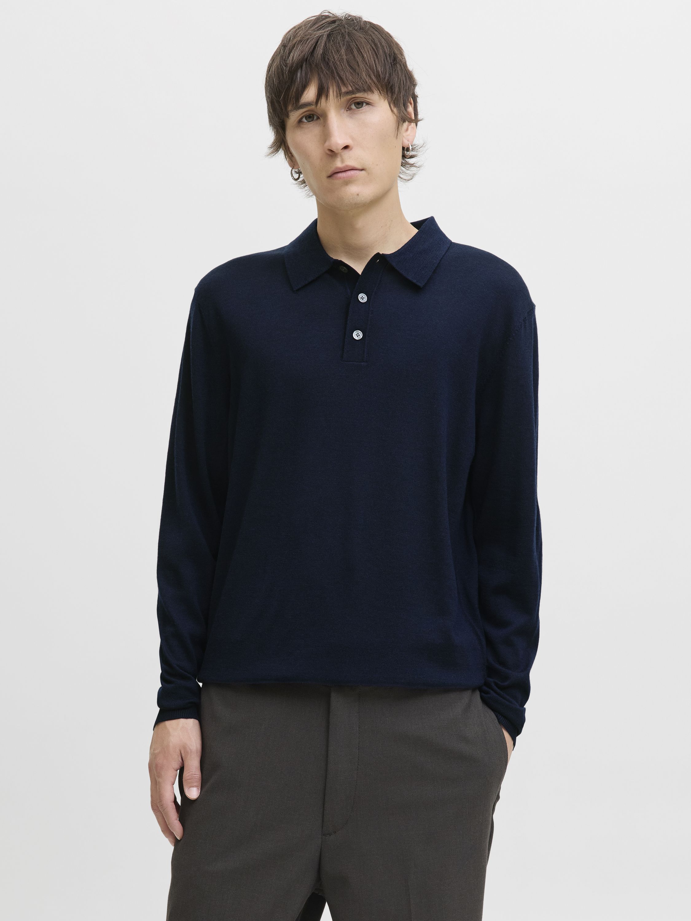 Poloshirt aus Merinowolle - Night Sky - Blau