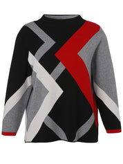 Strickpullover aus Viskosemix - 103-schwarz multicolor - Schwarz